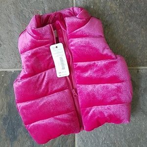 NWT Gymboree Velvet Fuschia Puffer Vest (0-3M)